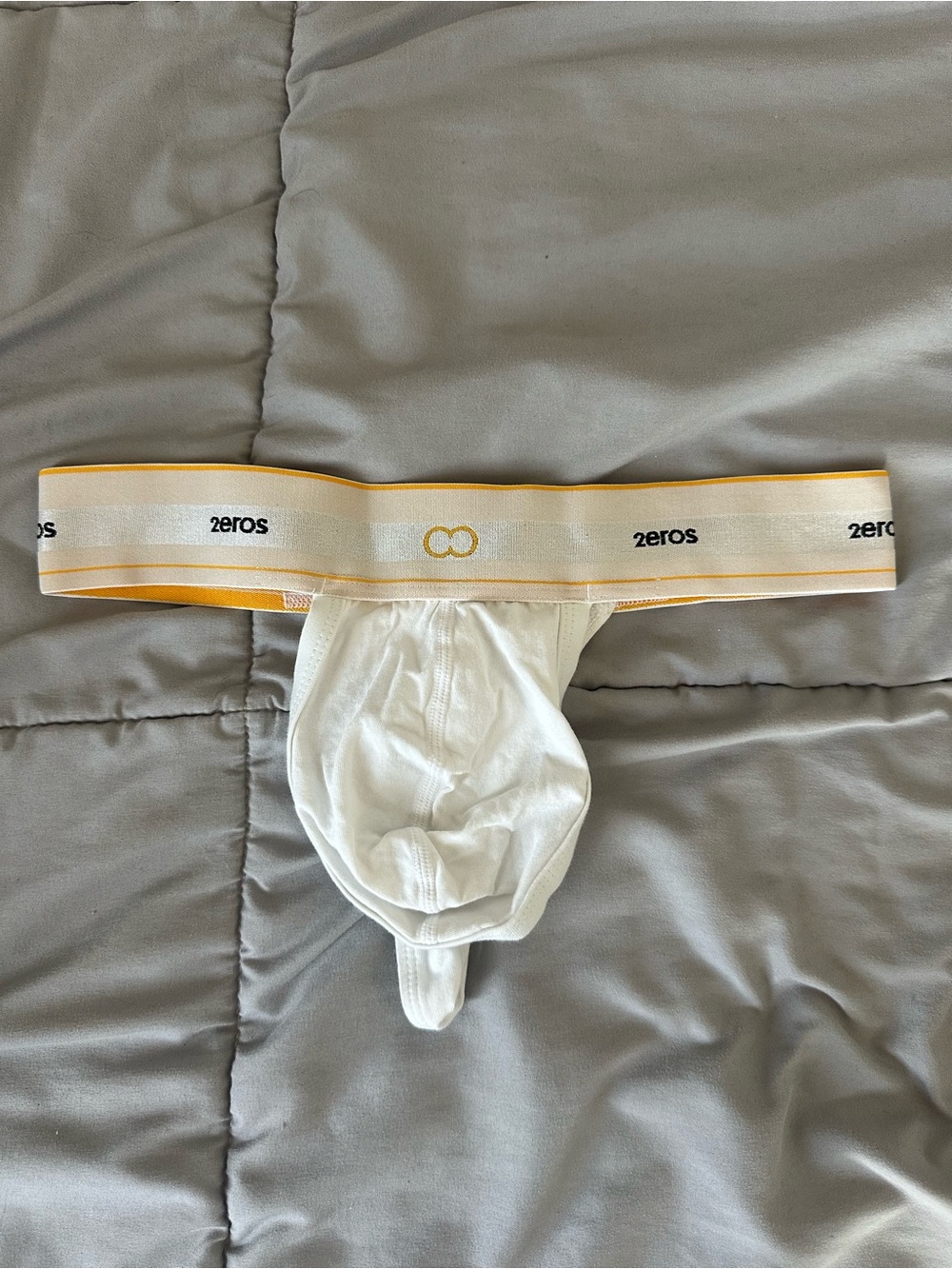 Men's White & Yellow Waistband thong